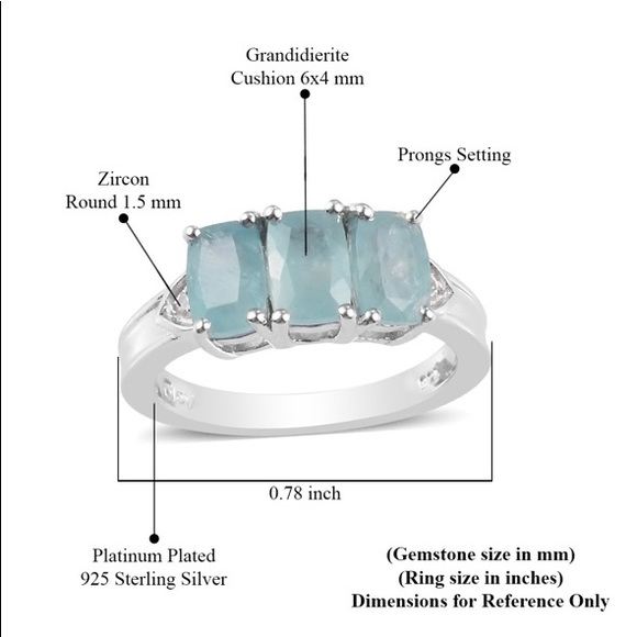 Gorgeous Grandidierite 3-Stone Ring in .925! - Picture 5 of 9